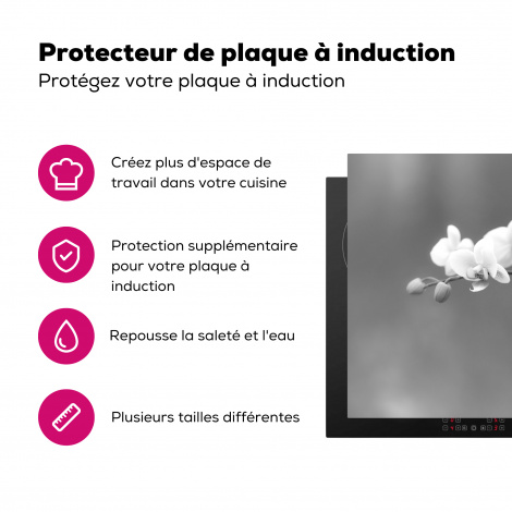 Protège-plaque à induction - Orchidée - Fleurs - Plante - Blanc - Violet-3