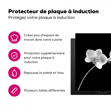 Protège-plaque à induction - Orchidée - Fleurs - Noir - Rose - Boutons-3