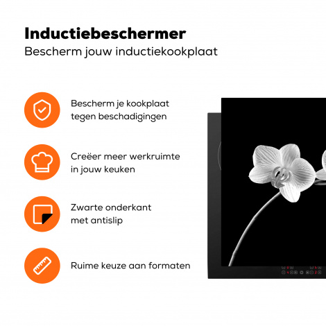 Inductiebeschermer - Orchidee - Bloemen - Zwart - Roze - Knoppen-3