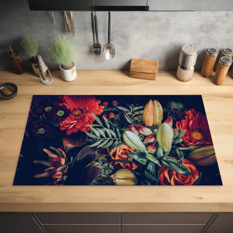 Herdabdeckplatte - Blumenstrauß - Stilleben - Blumen - Pflanzen - Rot-2