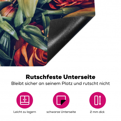Herdabdeckplatte - Blumenstrauß - Stilleben - Blumen - Pflanzen - Rot-4