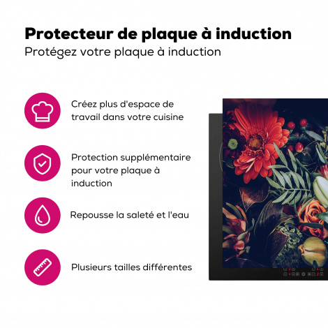 Protège-plaque à induction - Bouquet - Nature morte - Fleurs - Plantes - Rouge-3