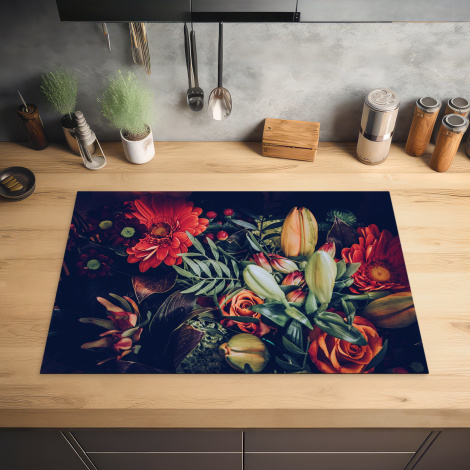 Inductiebeschermer - Boeket - Stilleven - Bloemen - Planten - Rood-2