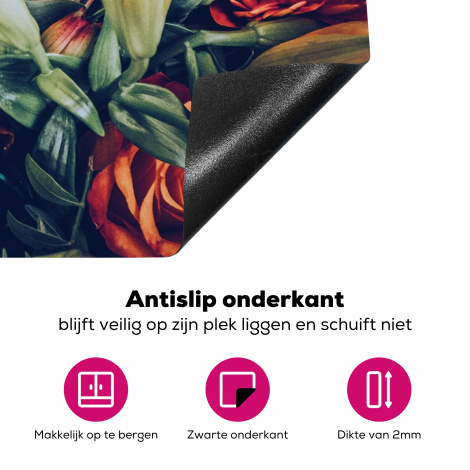 Inductiebeschermer - Boeket - Stilleven - Bloemen - Planten - Rood-4