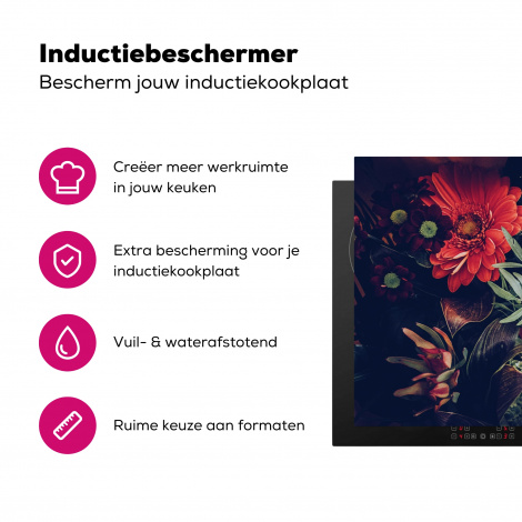 Inductiebeschermer - Boeket - Stilleven - Bloemen - Planten - Rood-3