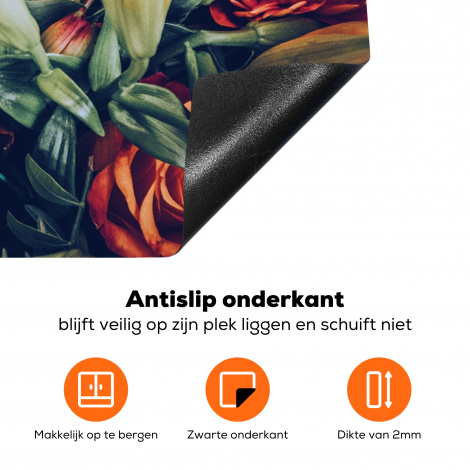 Inductiebeschermer - Boeket - Stilleven - Bloemen - Planten - Rood-4