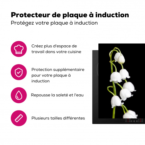 Protège-plaque à induction - Muguet - Fleurs - Noir - Flora-3
