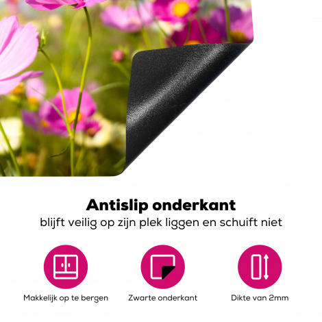 Inductiebeschermer - Bloemen - Wei - Paars - Gras - Wit - Wolken - Blauw-4