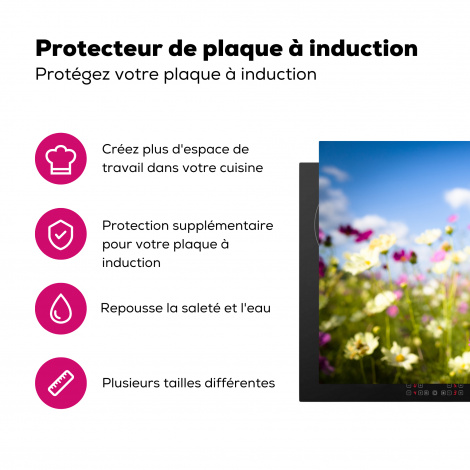Protège-plaque à induction - Fleurs - Prairie - Violet - Herbe - Blanc - Nuages - Bleu-3