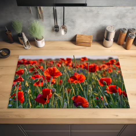Herdabdeckplatte - Blumen - Mohnblumen - Natur - Rot-2