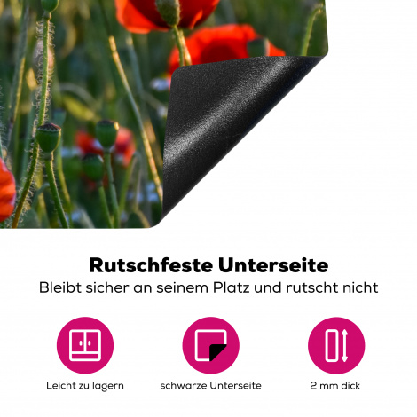 Herdabdeckplatte - Blumen - Mohnblumen - Natur - Rot-4