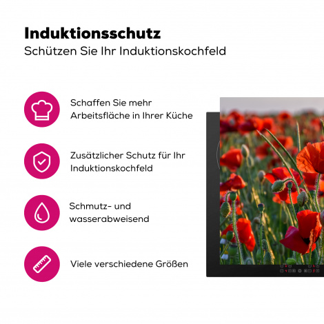 Herdabdeckplatte - Blumen - Mohnblumen - Natur - Rot-3