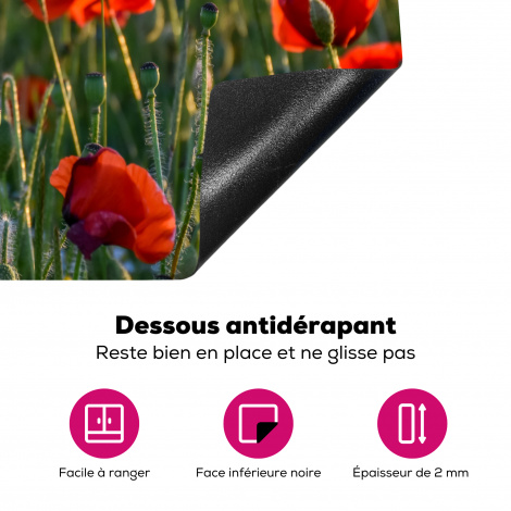 Protège-plaque à induction - Fleurs - Coquelicots - Nature - Rouge-4
