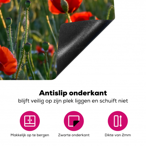 Inductiebeschermer - Bloemen - Klaprozen - Natuur - Rood-4