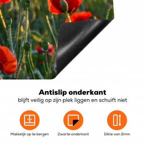 Inductiebeschermer - Bloemen - Klaprozen - Natuur - Rood-4