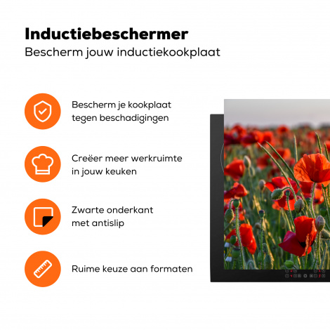 Inductiebeschermer - Bloemen - Klaprozen - Natuur - Rood-3