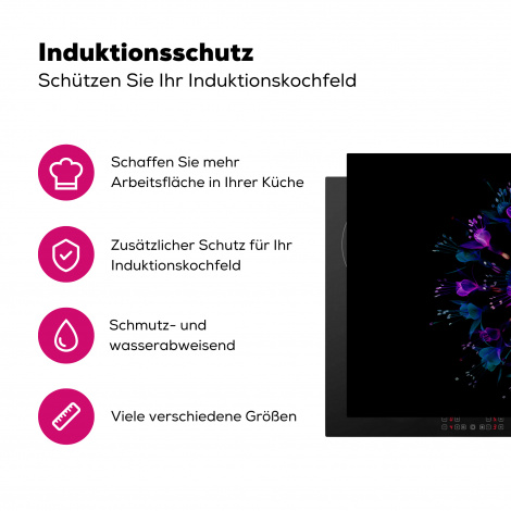 Herdabdeckplatte - Blume - Lila - Blau - Makro - Schwarz-3