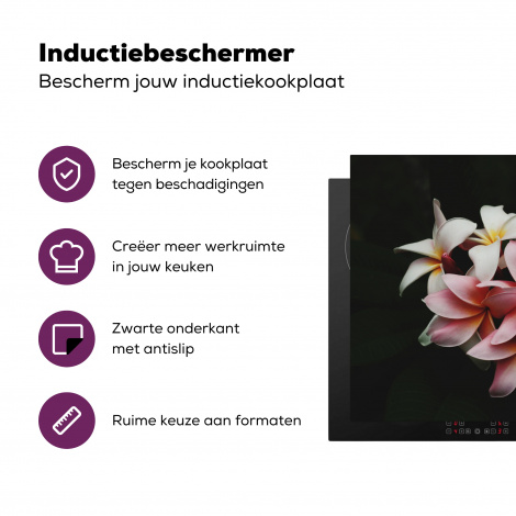 Inductiebeschermer - Bloemen - Roze - Zwart - Flora - Botanisch-3