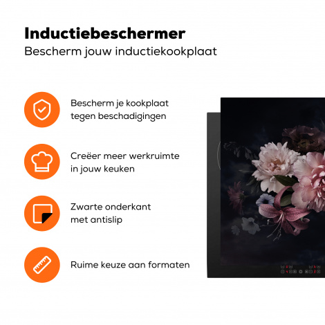 Inductiebeschermer - Bloemen - Vintage - Pastel - Roze - Wit-3