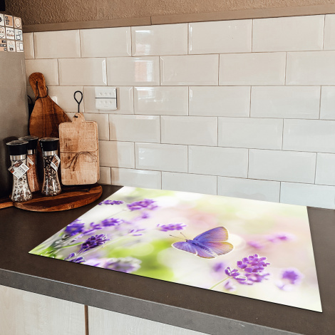 Herdabdeckplatte Lavendel - Schmetterling - Blumen-5