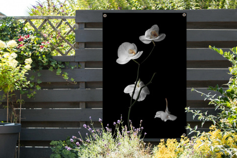 Tuinposter - Orchidee - Bloemen - Zwart - Wit - Staand-thumbnail-2