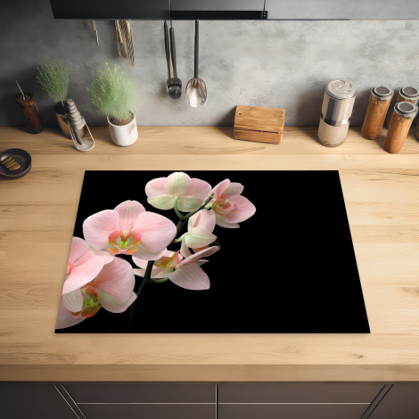 Tapis De Protection Pour Plaque à Induction 30x52 Cm - Blanc Motif Fleurs - Antidérapant, Facile à Nettoyer