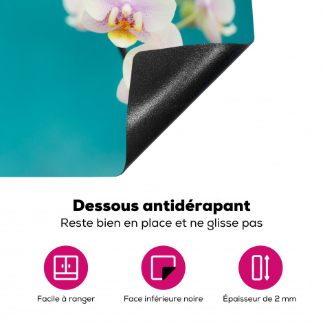 Protège-plaque à induction - Orchidée - Fleurs - Plante - Blanc - Violet-4