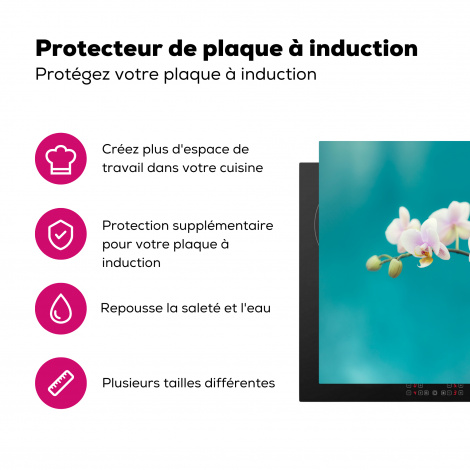 Protège-plaque à induction - Orchidée - Fleurs - Plante - Blanc - Violet-3