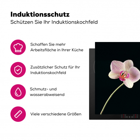 Herdabdeckplatte - Orchidee - Blumen - Schwarz - Rosa - Knöpfe-3