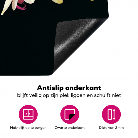 Inductiebeschermer - Orchidee - Bloemen - Zwart - Roze - Knoppen-4