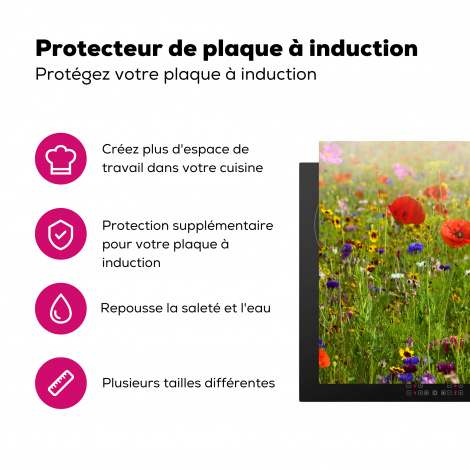 Protège-plaque à induction - Printemps - Fleurs - Rouge - Coquelicot - Herbe - Vert-3