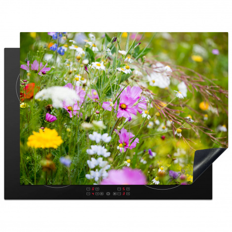Herdabdeckplatte - Blumen - Natur - Grün - Gras - Lila - Weiß