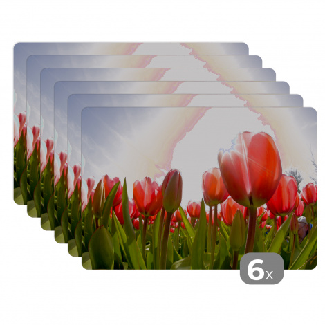 Premium placemats (6 stuks) - Bloemen - Tulpen - Zon - 45x30 cm-1
