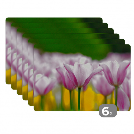 Premium placemats (6 stuks) - Bloemen - Tulpen - Roze - 45x30 cm