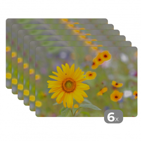 Premium placemats (6 stuks) - Bloemen - Zonnebloem - Geel - 45x30 cm-thumbnail-1