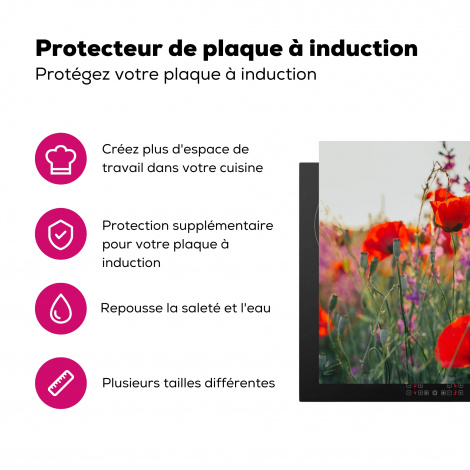Protège-plaque à induction - Coquelicot - Fleurs - Rouge - Violet - Prairie-3