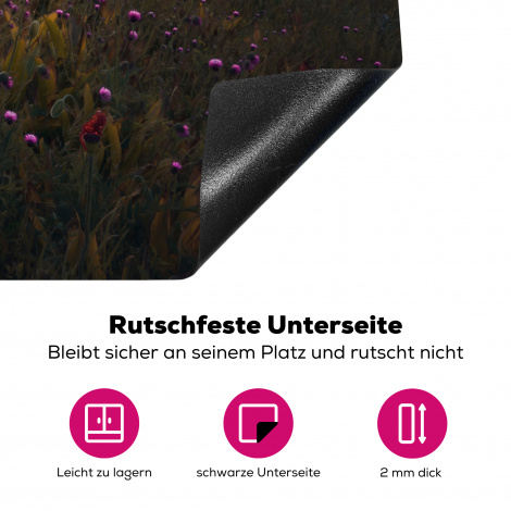 Herdabdeckplatte - Blumenfeld - Gras - Blumen - Pflanzen - Sonnenuntergang - Orange-4
