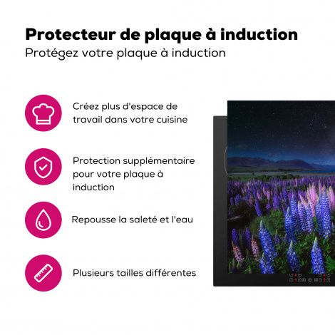 Protège-plaque à induction - Fleurs - Nuit - Lupin - Ciel étoilé - Violet - Nature-3
