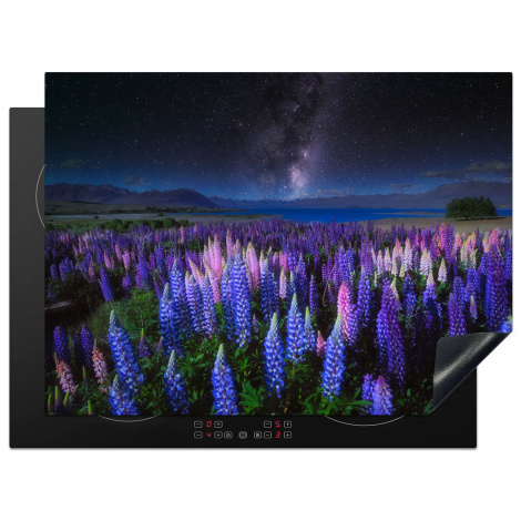 Herdabdeckplatte - Blumen - Nacht - Lupine - Sternenhimmel - Lila - Natur