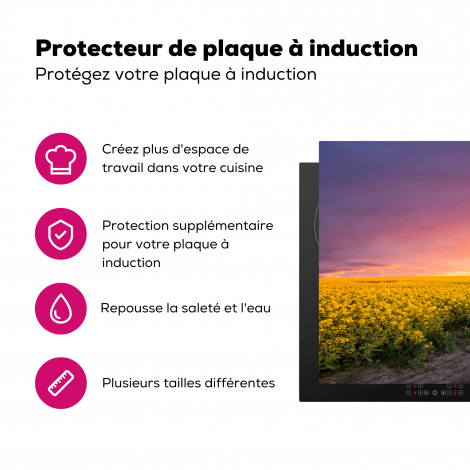 Protège-plaque à induction - Fleurs - Route - Ciel - Jaune - Violet - Coucher de soleil - Nature-3