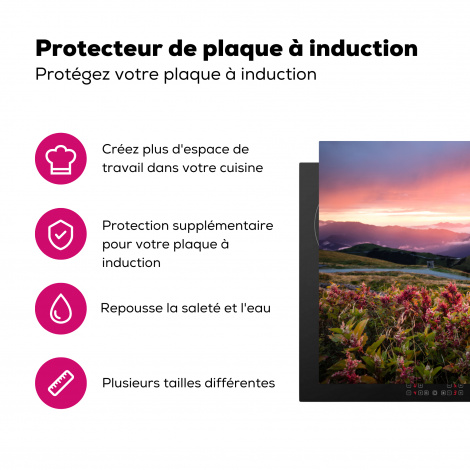 Protège-plaque à induction - Fleurs - Montagnes - Paysage - Nuit - Ciel - Rose-3
