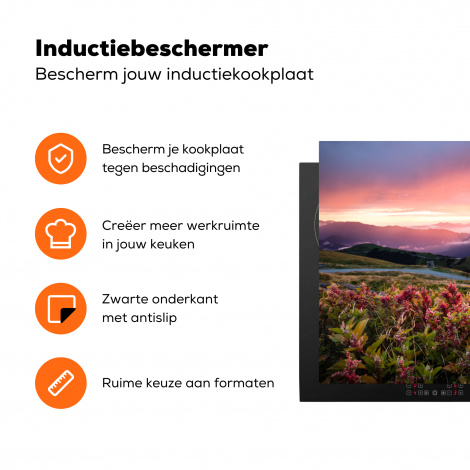Inductiebeschermer - Bloemen - Bergen - Landschap - Nacht - Lucht - Roze-3