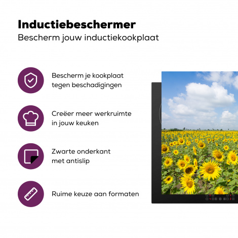 Inductiebeschermer - Zonnebloemen - Bloemen - Wolken - Natuur - Geel - Landschap-3