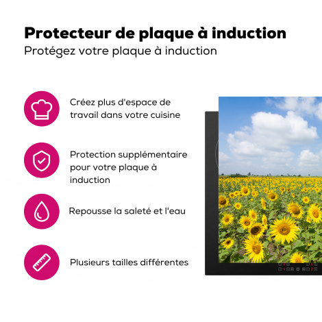 Protège-plaque à induction - Tournesols - Fleurs - Nuages - Nature - Jaune - Paysage-3
