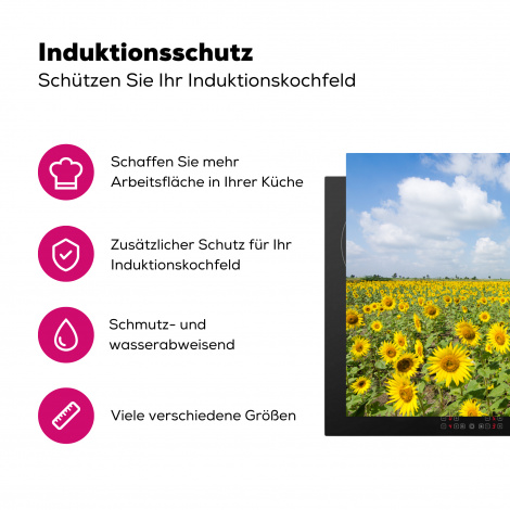 Herdabdeckplatte - Sonnenblumen - Blumen - Wolken - Natur - Gelb - Landschaft-3