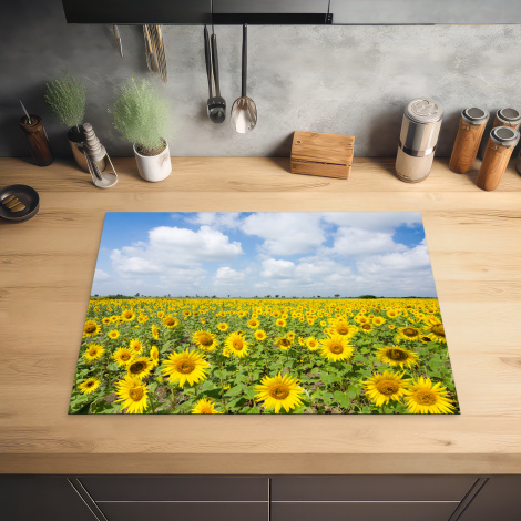 Herdabdeckplatte - Sonnenblumen - Blumen - Wolken - Natur - Gelb - Landschaft-2