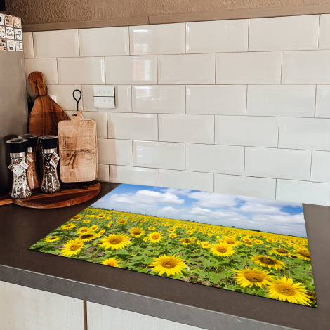 Herdabdeckplatte - Sonnenblumen - Blumen - Wolken - Natur - Gelb - Landschaft-5