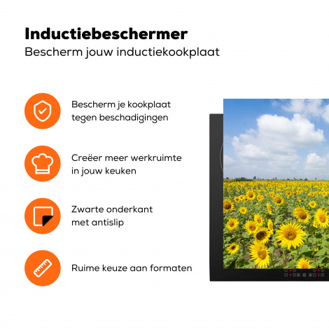 Inductiebeschermer - Zonnebloemen - Bloemen - Wolken - Natuur - Geel - Landschap-3