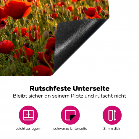 Herdabdeckplatte - Sonnenuntergang - Mohnblumen - Rot - Blumen - Feld - Natur-4