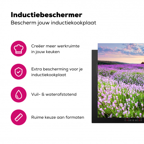 Inductiebeschermer - Bloemen - Lavendel - Paars - Lucht - Zonsondergang - Weide - Natuur-3